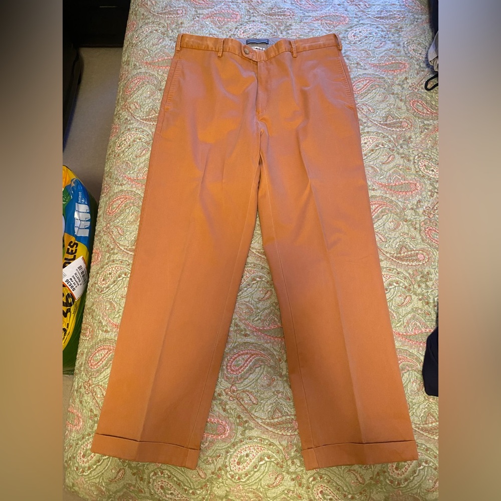Men’s Peter Millar size 34 orange chino cuffed pants